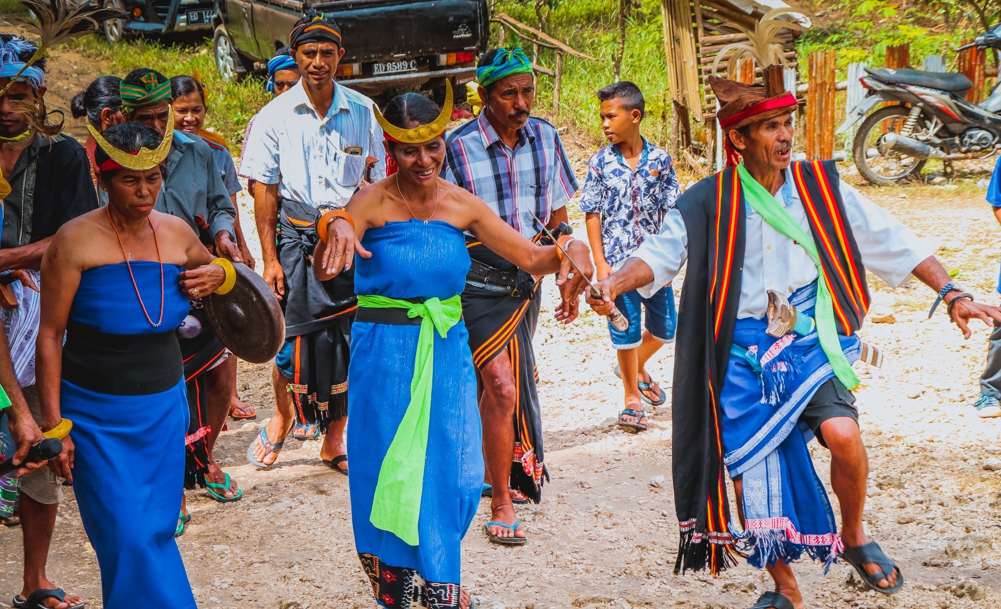 Exploring West Sumba - dancing at a church ceremony