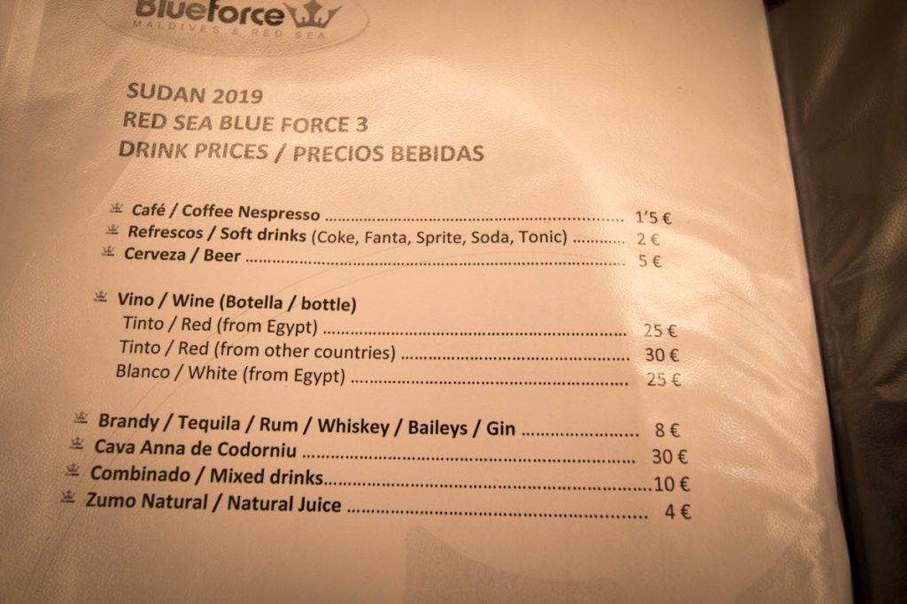 blue force 3 Egypt liveaboard review drink prices