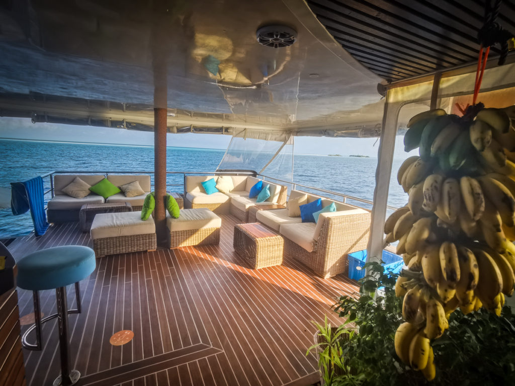 ScubaSpa yang liveaboard review Maldives lounge deck