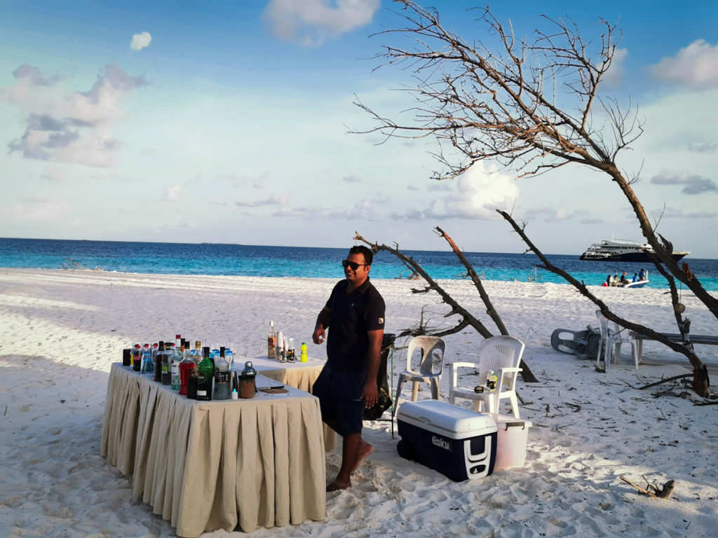 ScubaSpa liveaboard review Maldives beach bar 