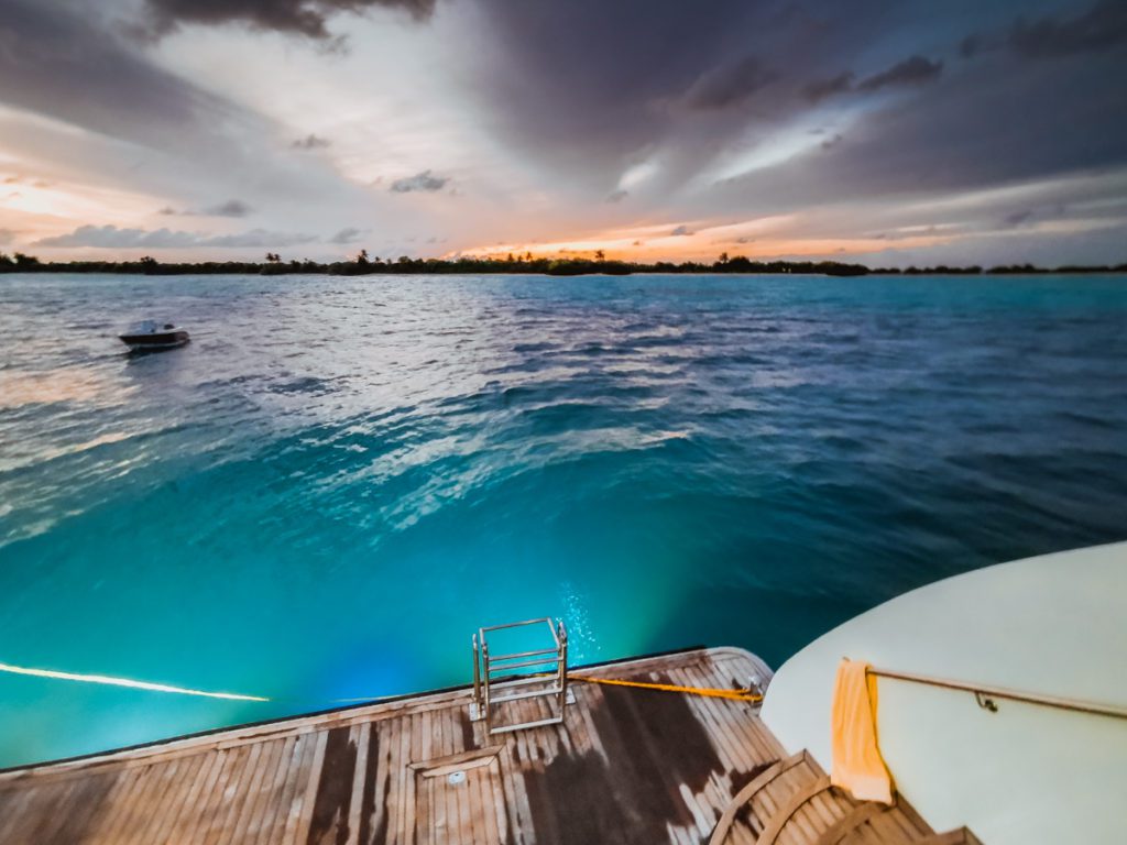 Blue force one liveaboard review Maldives sunset