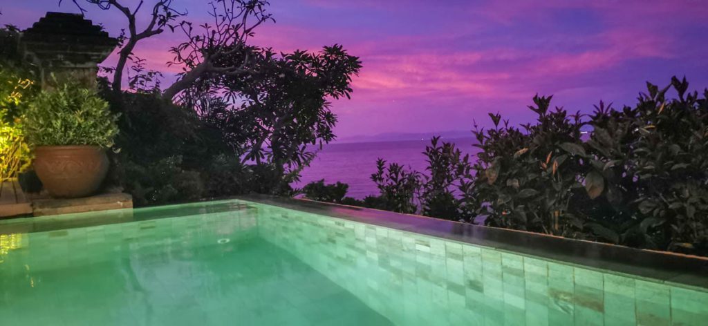 Four Seasons Bali Jimbaran review sunset from the premier ocean villa