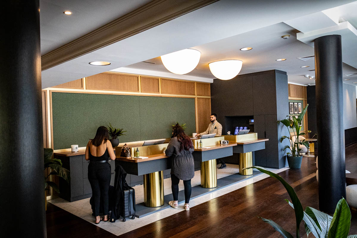Entrance of Le Louise Hotel MGallery on Avenue Louise in Brussels