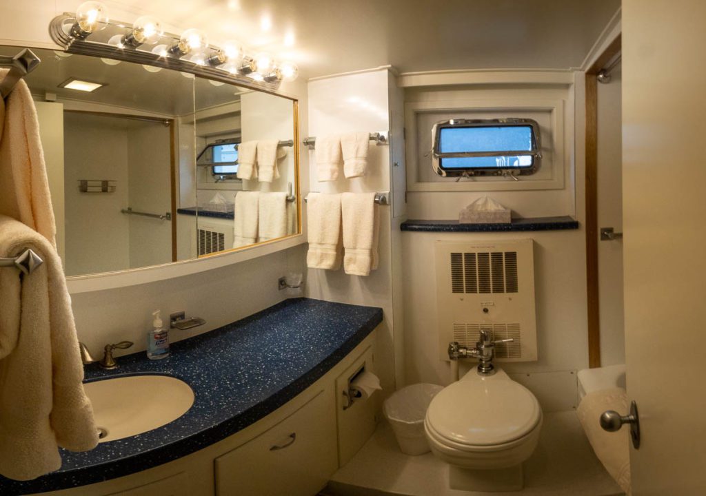 sea star yacht small cruise to Alaska bathroom