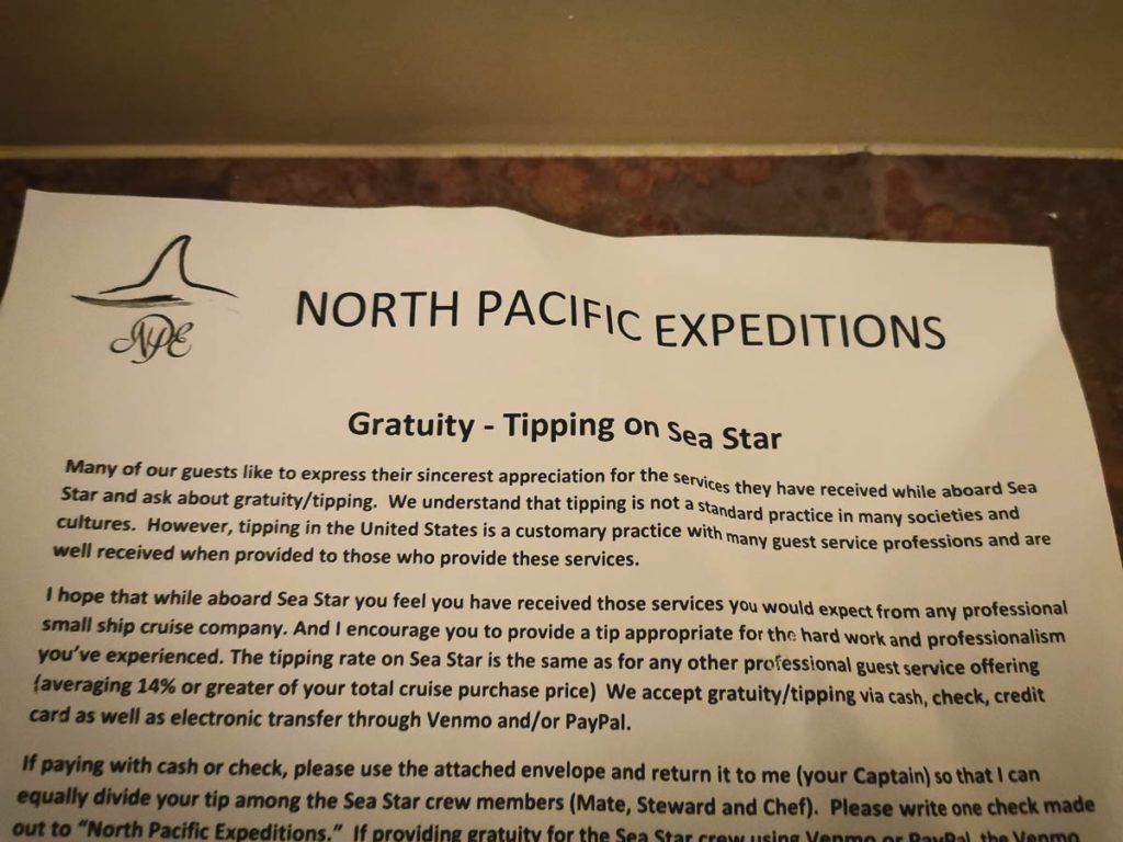 tip policy on alaska cruisesNorthern pacific expedition cruise alaska