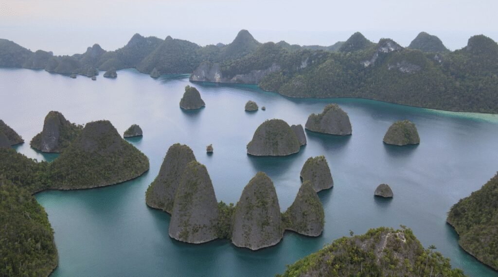 Screenshot 2023-09-05 054037 The stunning landscape of Wayag Island, a renowned part of the Raja Ampat archipelago in West Papua, Indonesia.