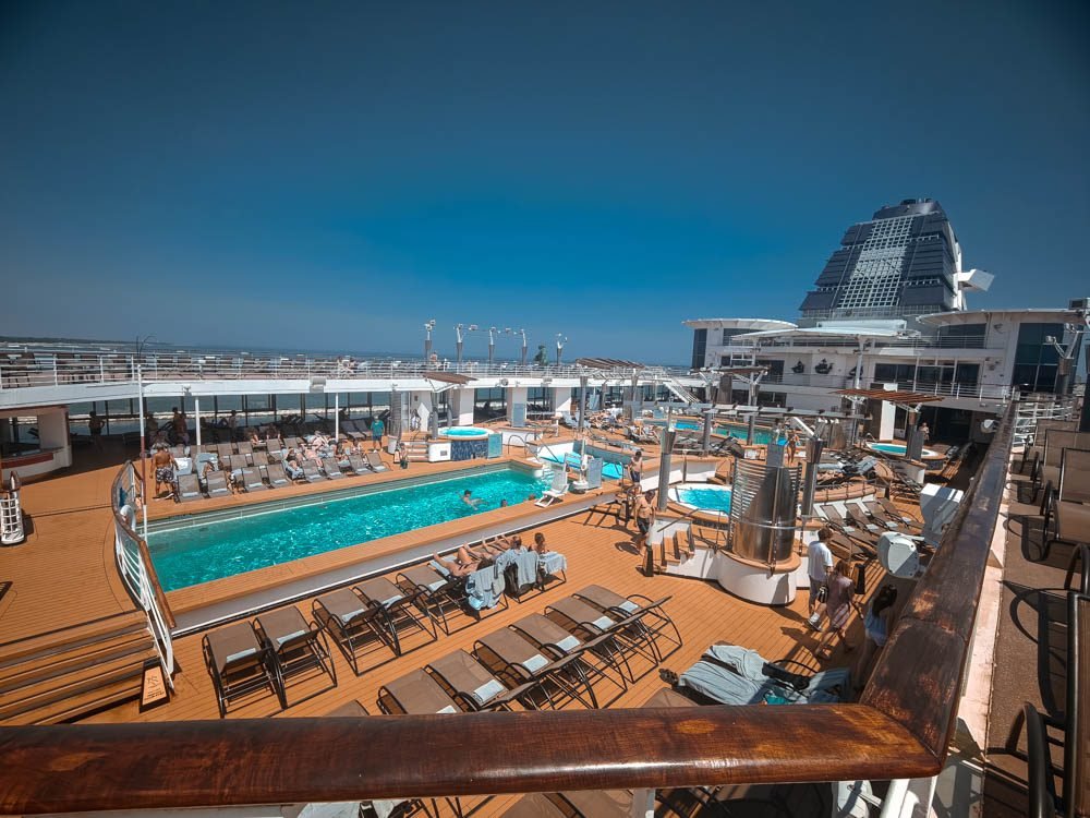 Main pool deck on Celebrity Constellation in the morning