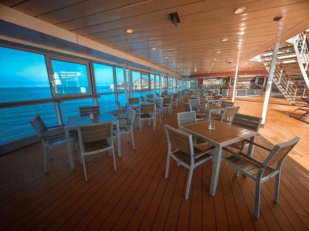 Aft seating area of the Oceanview Cafe on Celebrity Constellation