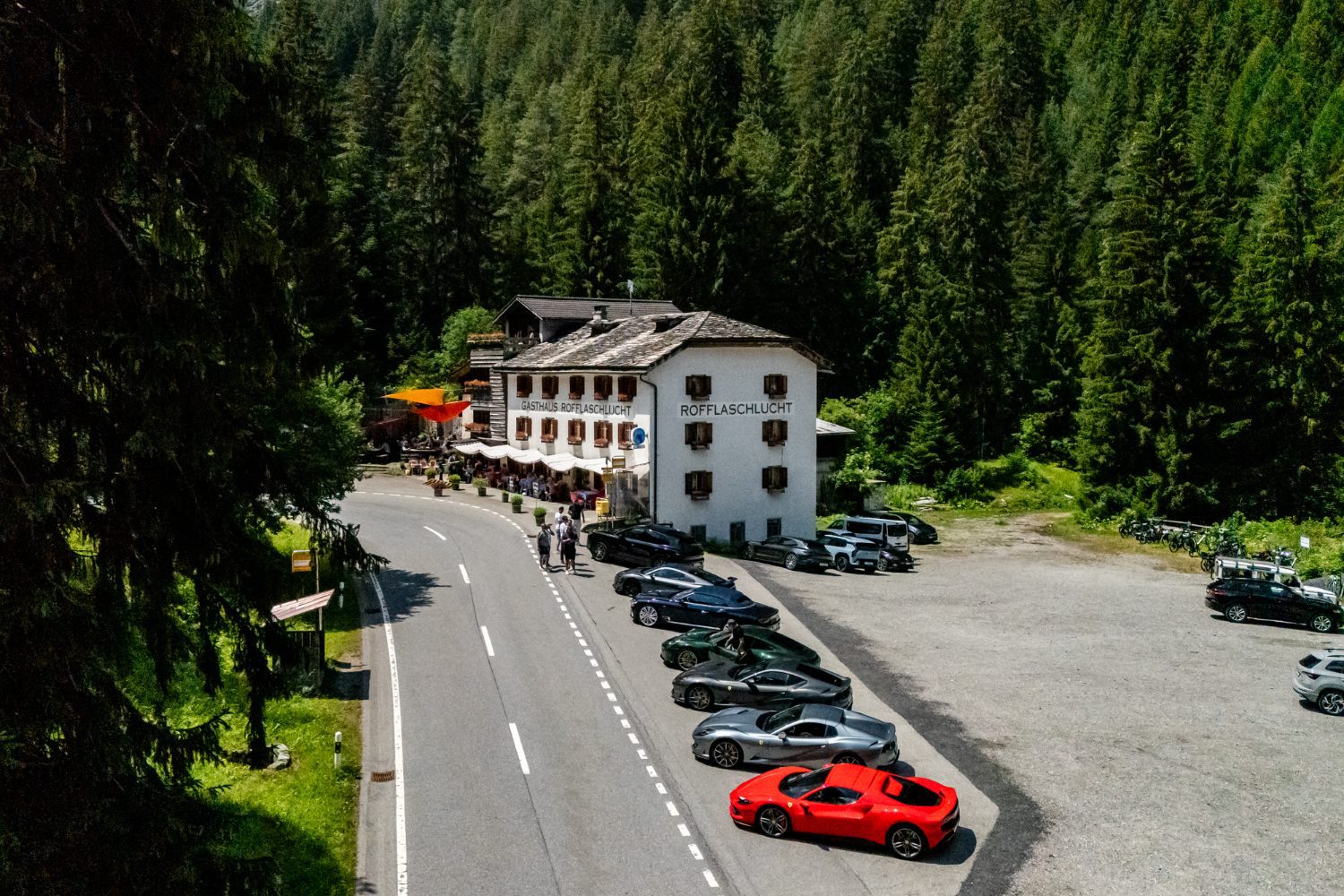 Supercar tour at the Roffla Gorge in Graubünden during the Grand Tour Switzerland
