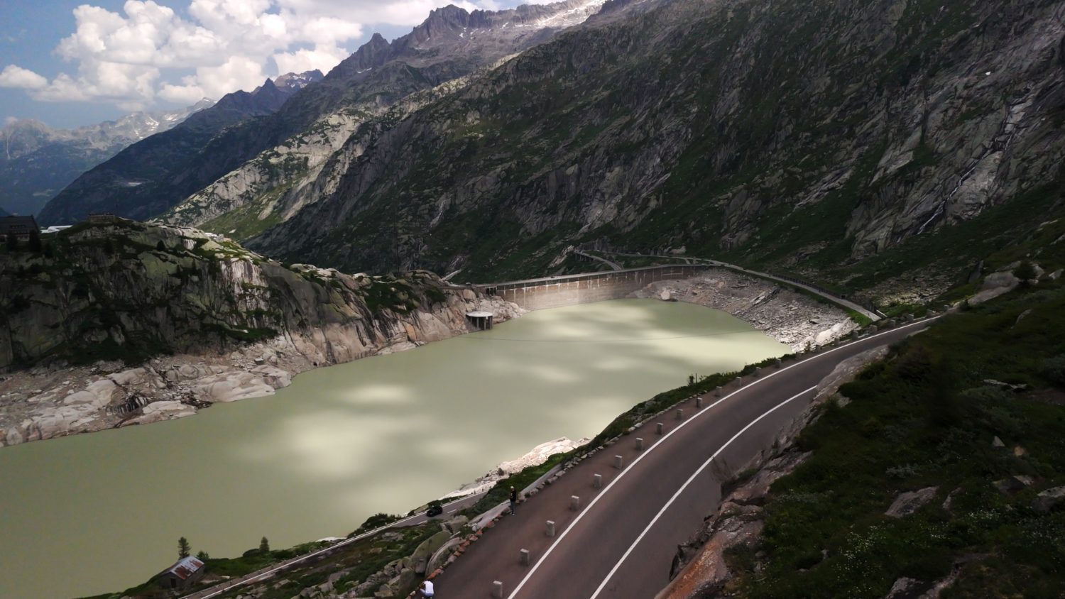 High-Alpine reservoir scenery along the Grimsel Pass in Switzerland