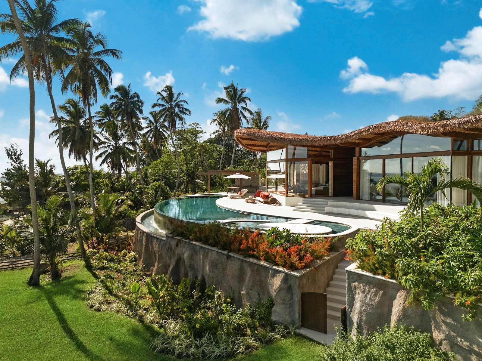Private pool villa with infinity pool and ocean view at Fregate Island Seychelles