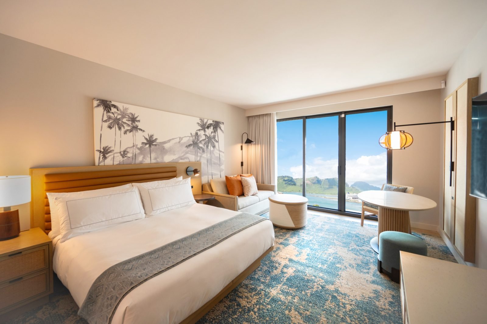Guest room with lanai and ocean view at Hale Hōkūala Kaua’i
