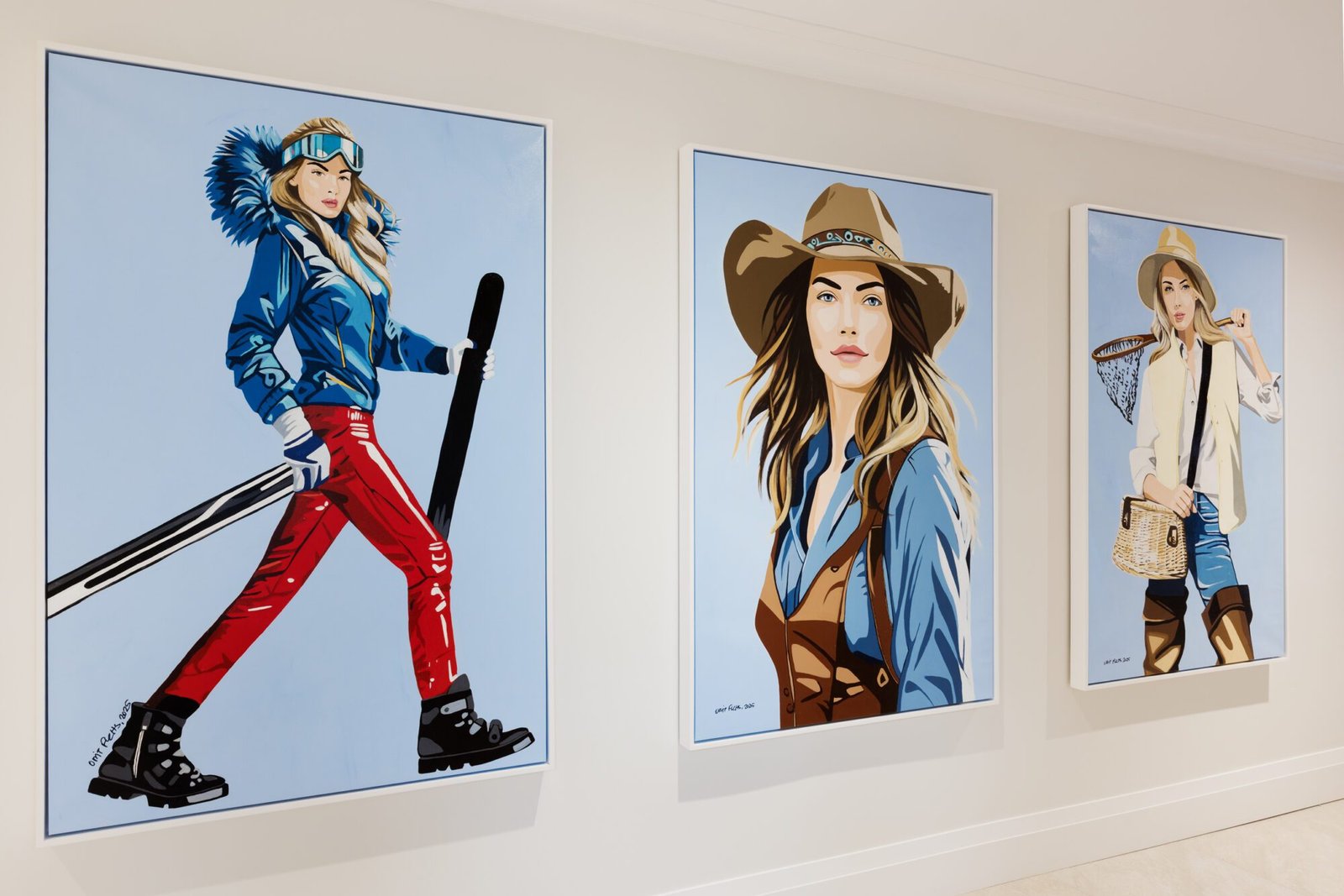 Artworks lining a guest corridor at White Elephant Aspen
