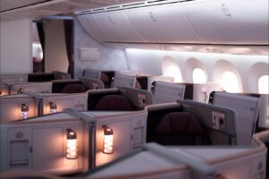 Air India new business class suites in the retrofitted Boeing 787-8 cabin, in a 1-2-1 layout