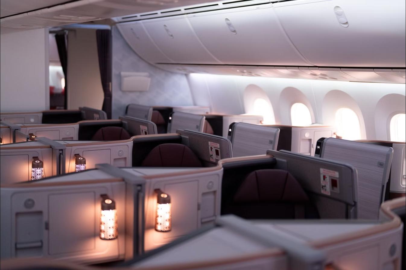 Air India new business class suites in the retrofitted Boeing 787-8 cabin, in a 1-2-1 layout