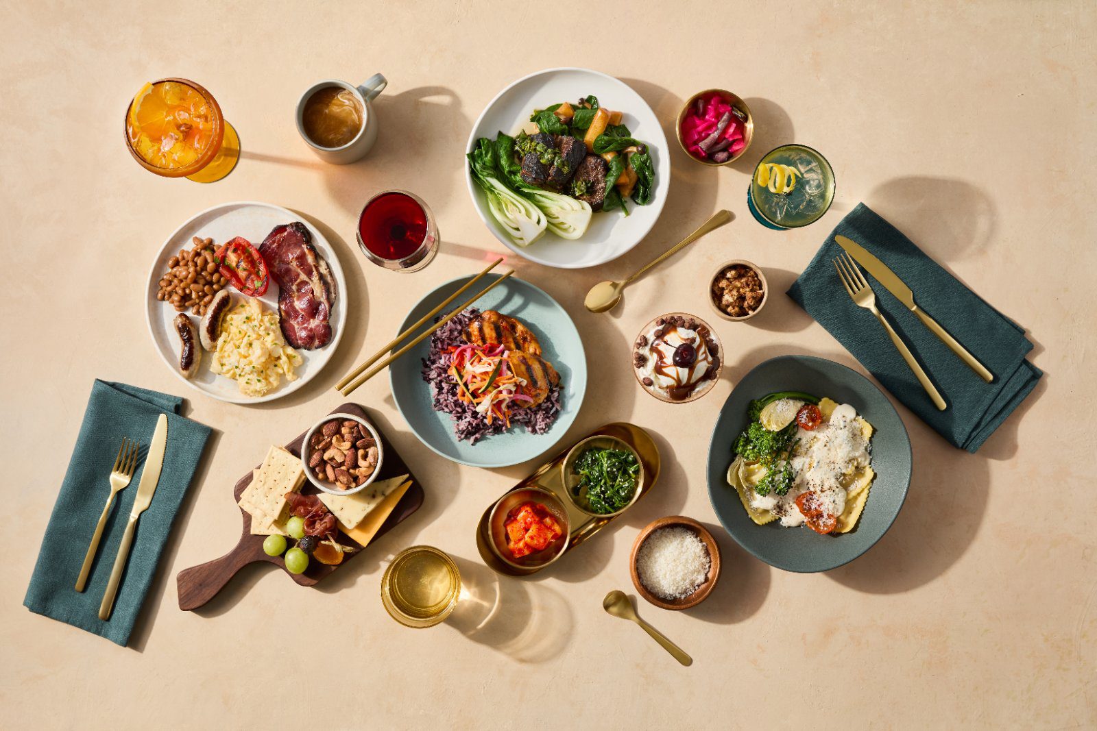 Dining service in Alaska Airlines Boeing 787-9 business class suites