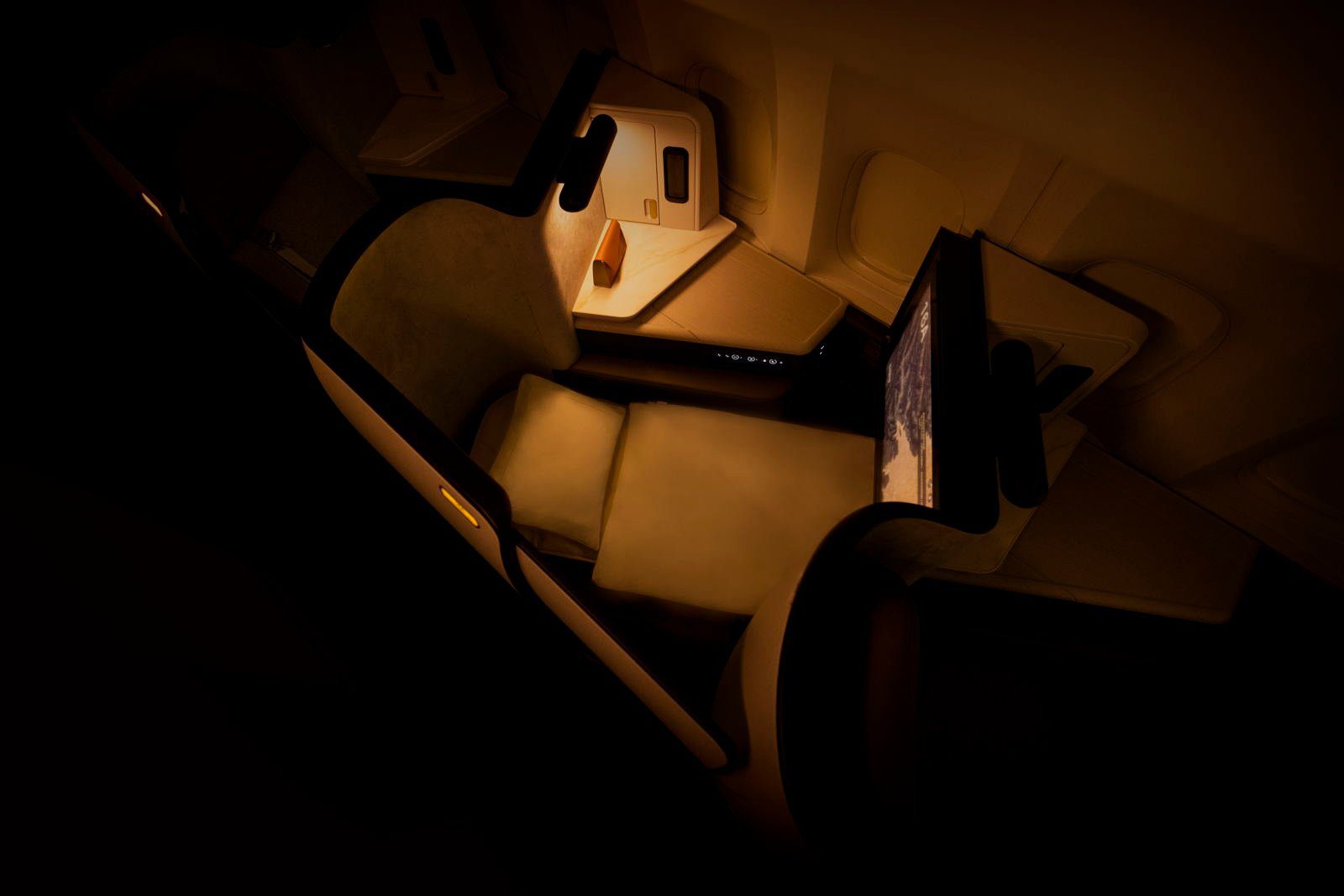Cathay Pacific Aria Suite business class suite with its sliding privacy door