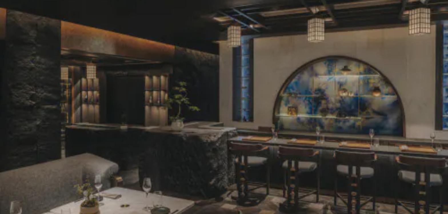 The omakase counter at Hiryu, the Japanese-inspired restaurant at Fairmont Hanoi