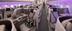 Fiji Airways A350 business class cabin with Super Diamond seats in a 1-2-1 layout