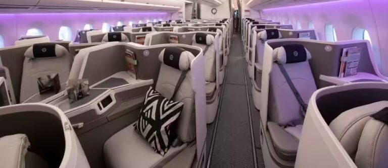 Fiji Airways A350 business class cabin with Super Diamond seats in a 1-2-1 layout
