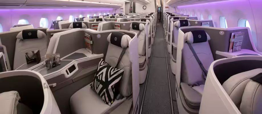 Fiji Airways A350 business class cabin with Super Diamond seats in a 1-2-1 layout