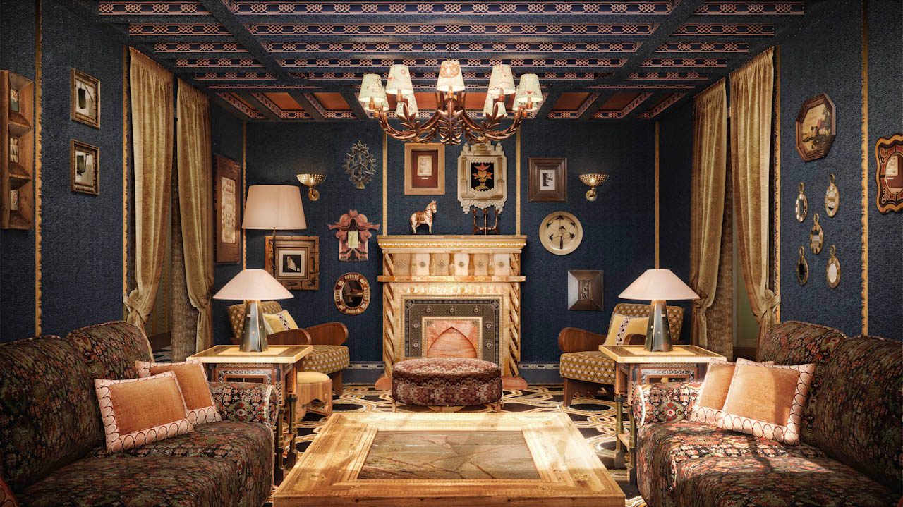 Hôtel Saint Roch Courchevel living room with deep sofas around the fire