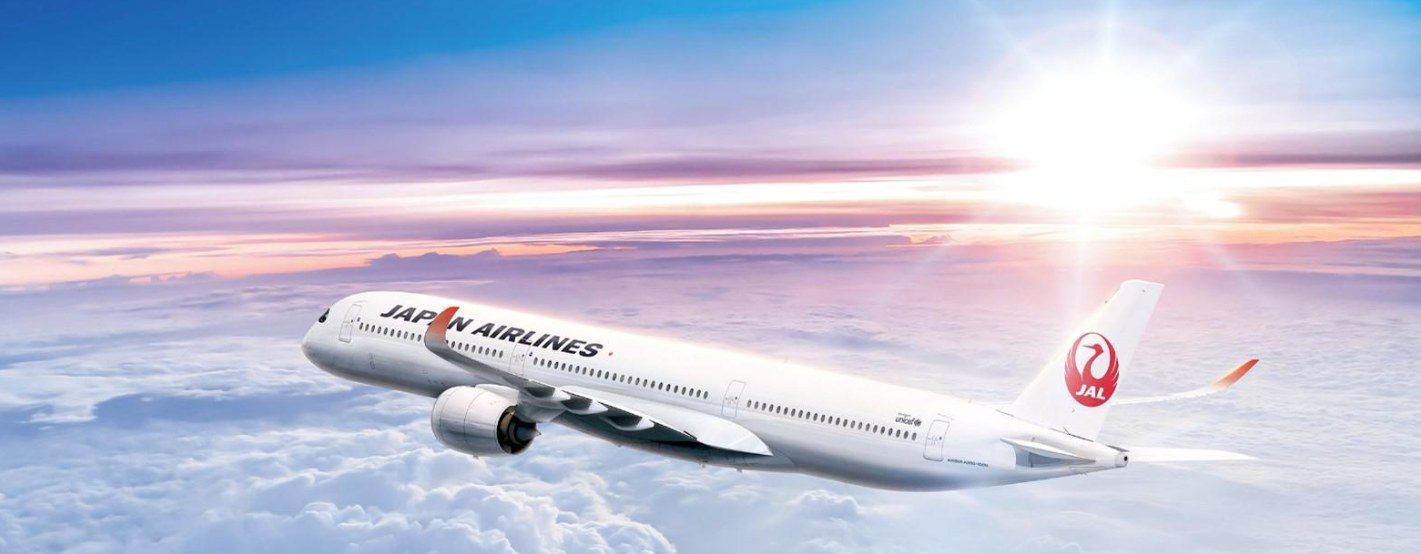 Rendering of a Japan Airlines Airbus A350-1000 in flight above the clouds