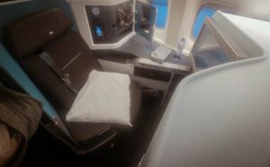 KLM World Business Class seat on the Boeing 777-200, Amsterdam to Bali