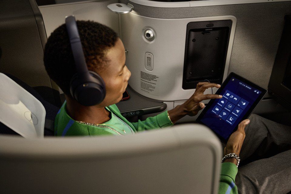Lufthansa Allegris Business Class seat with the extra-long bed option