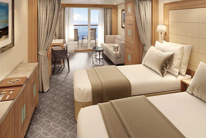Mitsui Ocean Sakura suite with twin beds and balcony