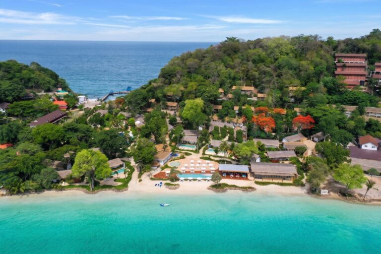 Outrigger Phi Phi Island Resort aerial view of Laem Tong beach, Thailand
