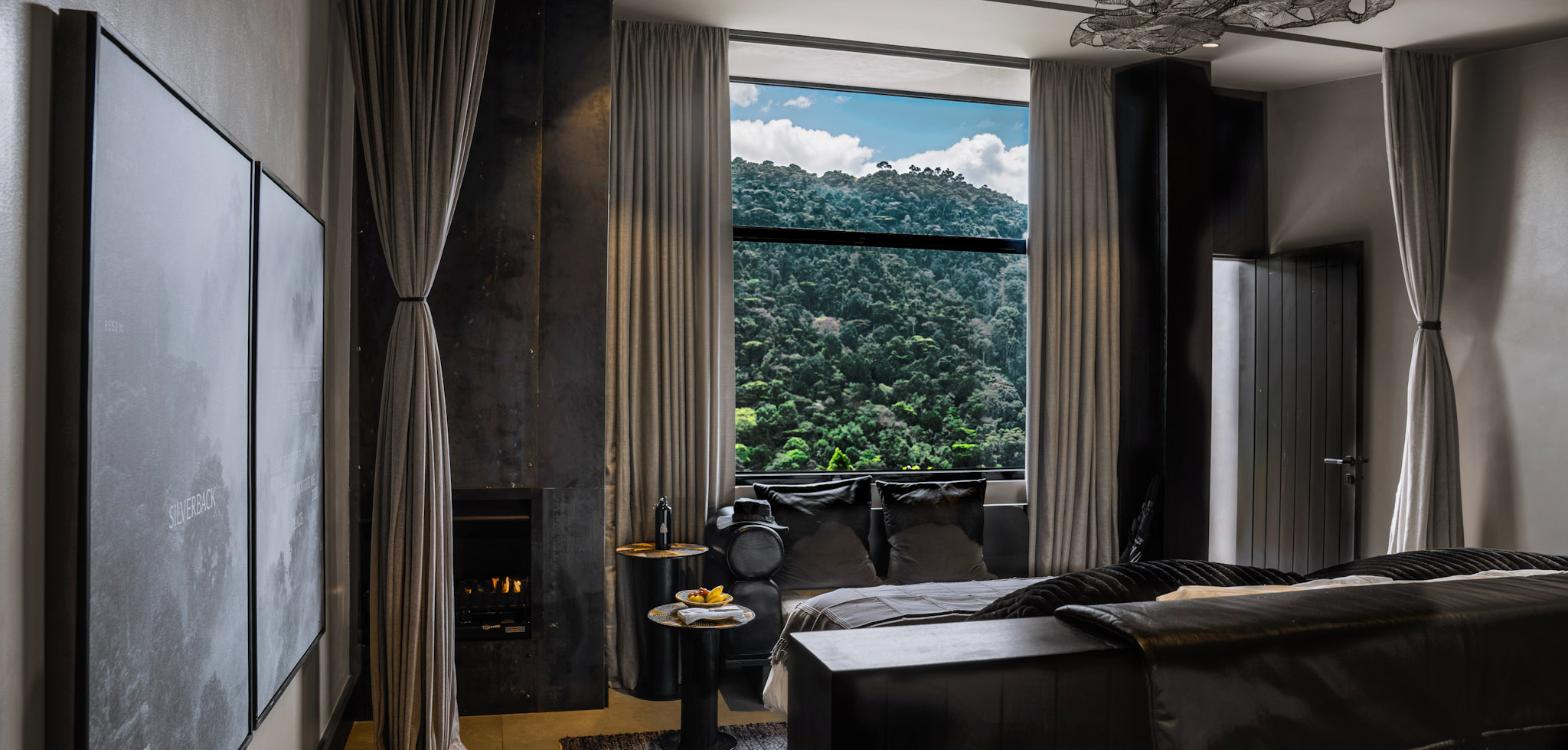Silverback Lodge Bwindi guest room with rainforest view, Uganda