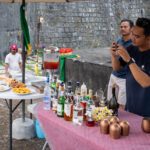 Cocktail bar and snacks set up by the Scubaspa crew at Fort Belgica, Banda Neira