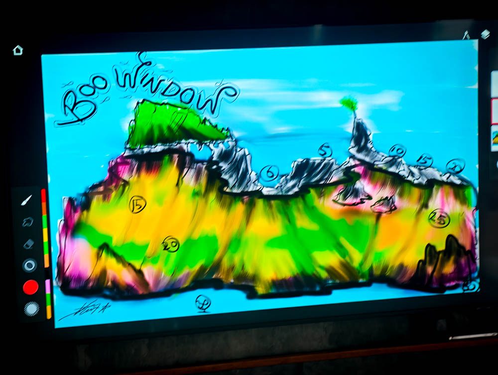 Dive briefing drawing of Boo Window, Misool
