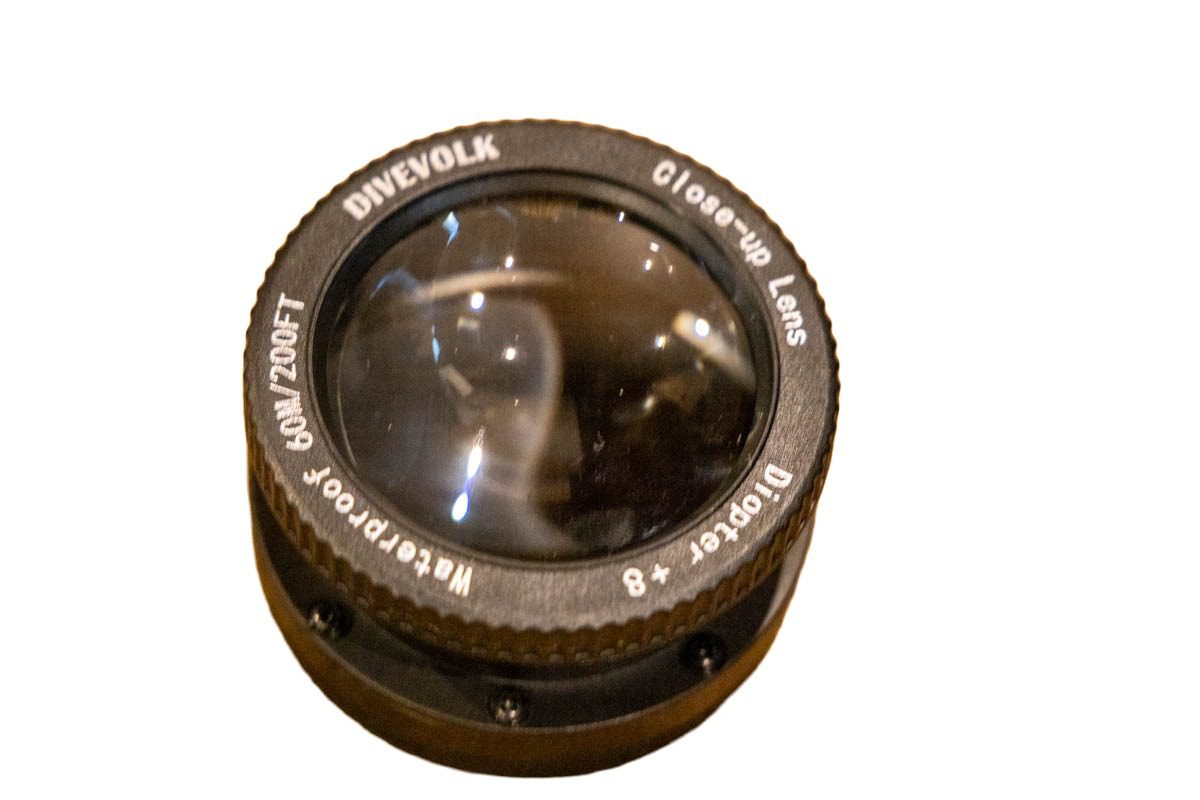 DIVEVOLK +8 diopter close-up lens, waterproof to 60 m, used for macro shots with the SeaTouch housing