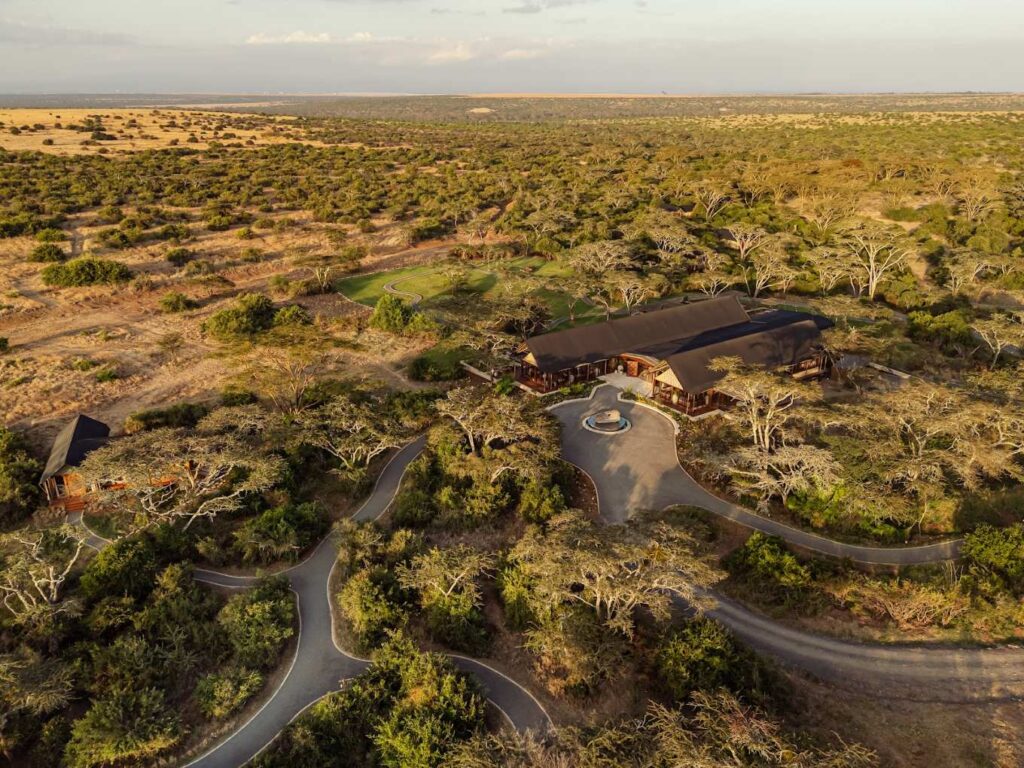 Aerial view of JW Marriott Mount Kenya Rhino Reserve Safari Camp in Solio Game Reserve