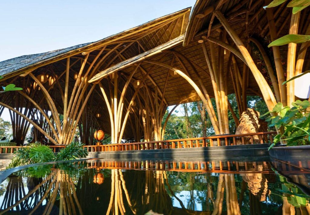 Architecture of The Leela Coorg Forest Sanctuary blending into the Western Ghats forest
