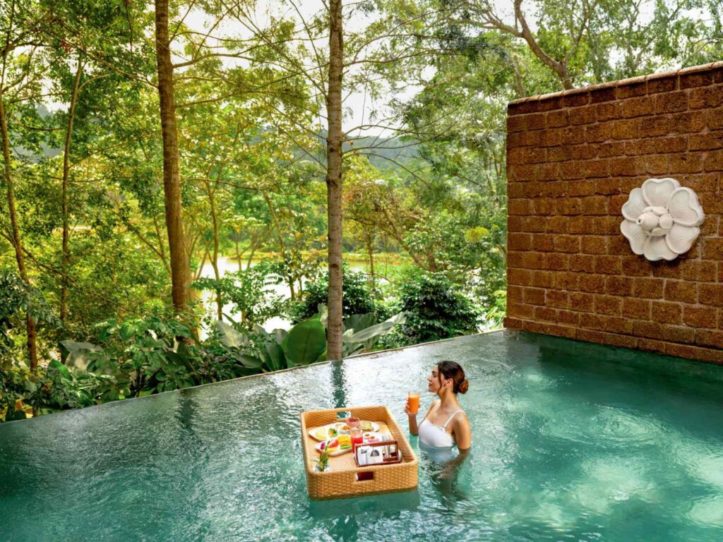 Private infinity pool at a villa of The Leela Coorg Forest Sanctuary