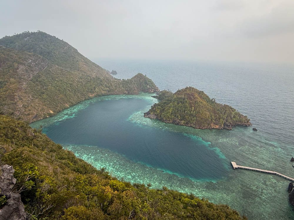 The heart-shaped Love Lagoon in Misool seen from the viewpoint