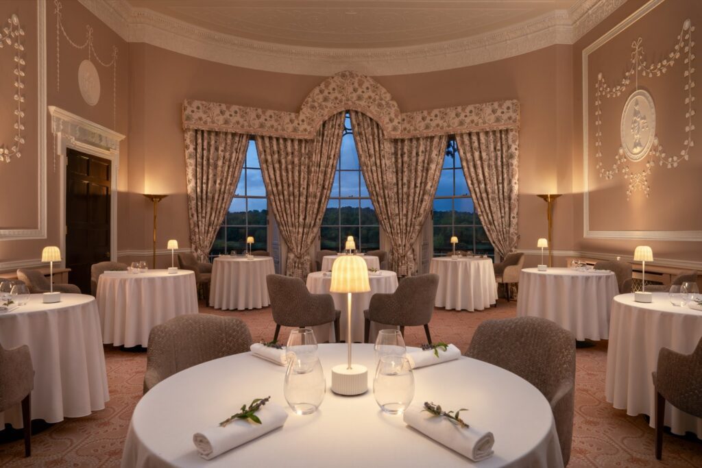 Candlelit dining room in the Manor at Mount Juliet Estate, Kilkenny