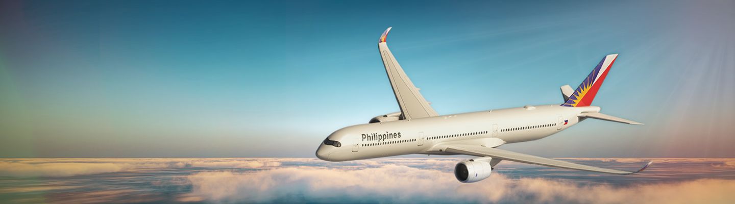 Philippine Airlines A350-1000 in flight above the clouds