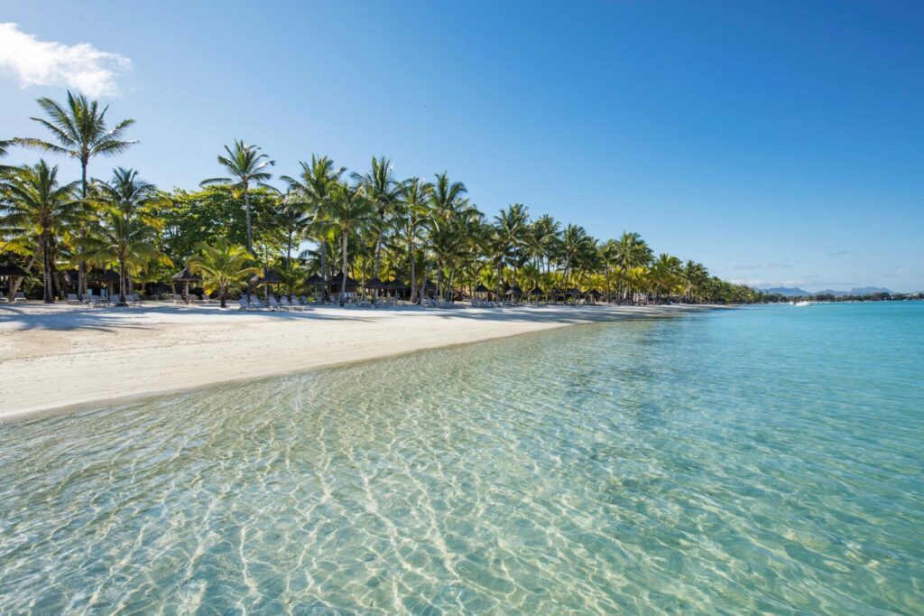 The beach and lagoon at Trou aux Biches Beachcomber, Mauritius