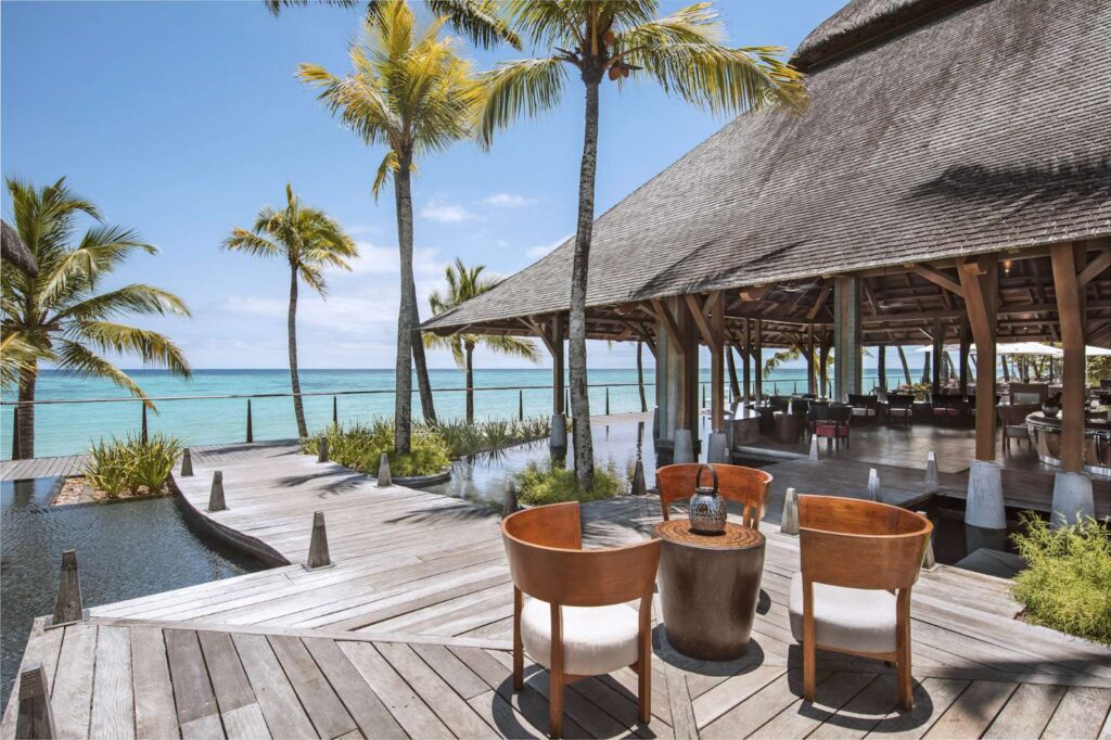 Restaurant terrace by the lagoon at Trou aux Biches Beachcomber