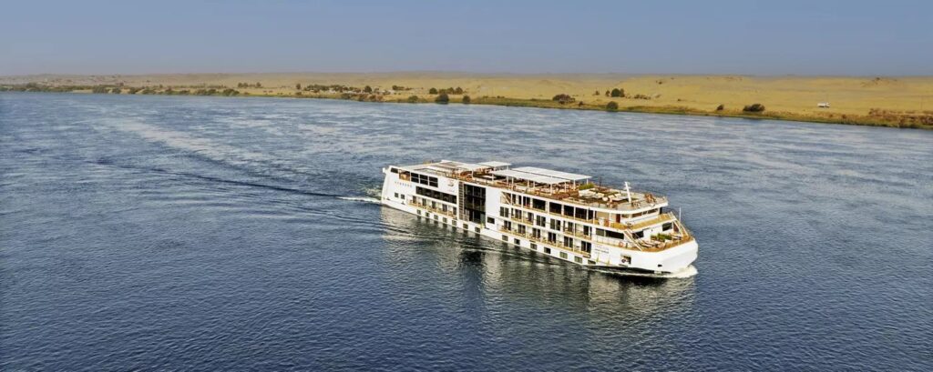 Viking Aton, a sister ship to the new Viking Sekhmet and Viking Ptah, sailing on the Nile in Egypt