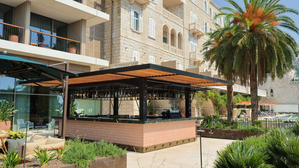 Copper Bar garden terrace in front of the original Villa Argentina building, Dubrovnik