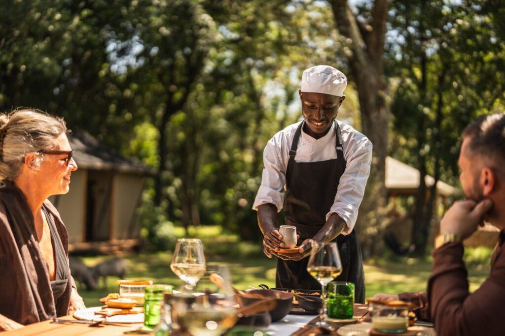 Bush lunch set up in the Mara Triangle by Wilderness Mara
