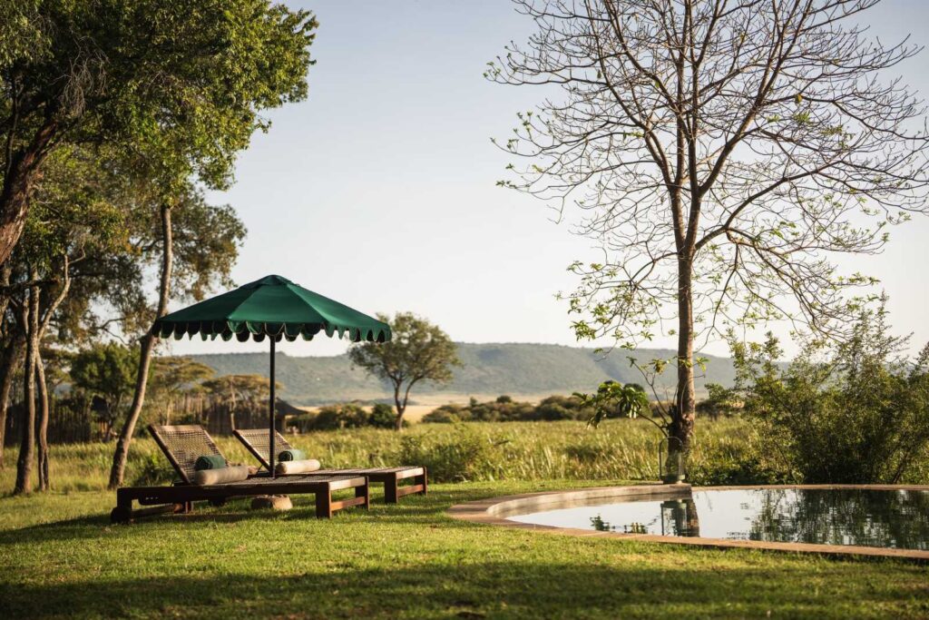 The pool at Wilderness Mara camp overlooking the Mara Triangle